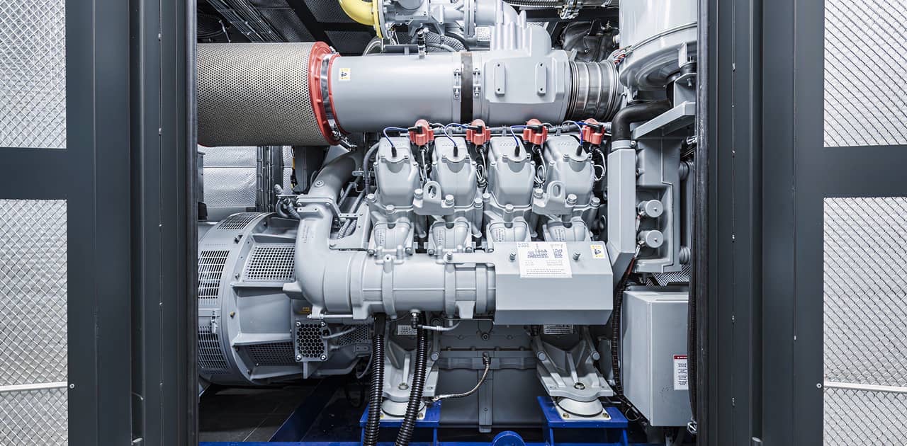 Close-up of a containerised gas-engine cogeneration unit